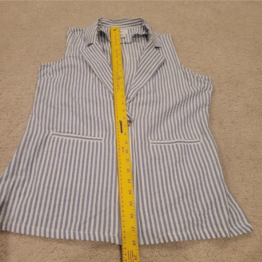 Light Blue Seersucker Striped Vest, L - Picture 3 of 7
